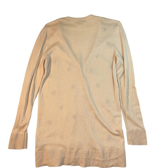 Old Navy Womens L Beige Sequined Dot V-Neck Button Front Long Sleeve Cardigan - Picture 2 of 8